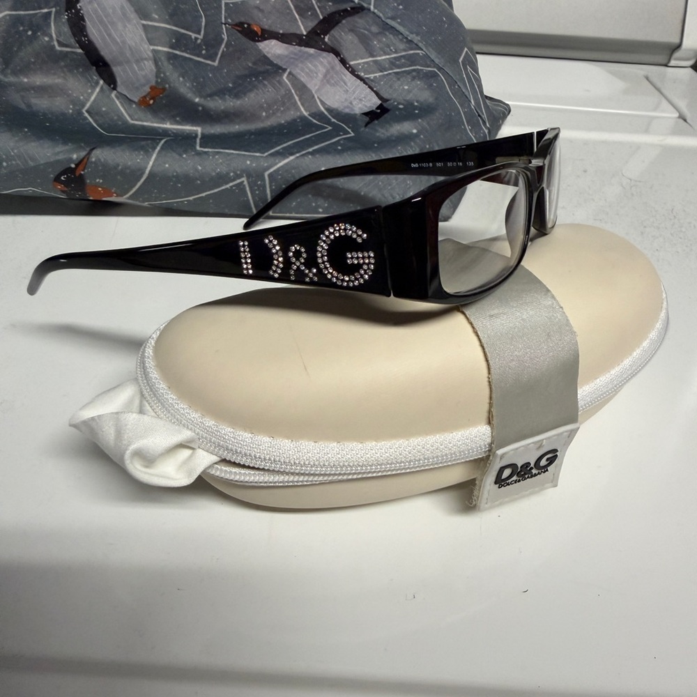 D&G Black Glasses with Rhinestone Detail